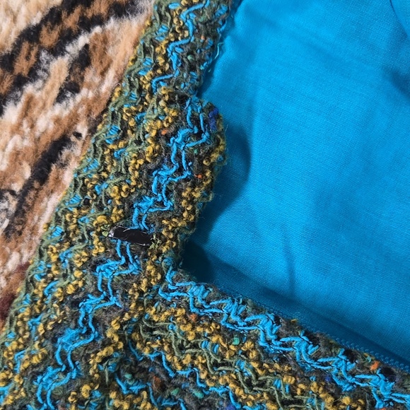 60s 70s Vintage Woven Striped Maxi Skirt Retro Boho 1970 Blue Green Gold - Picture 8 of 16